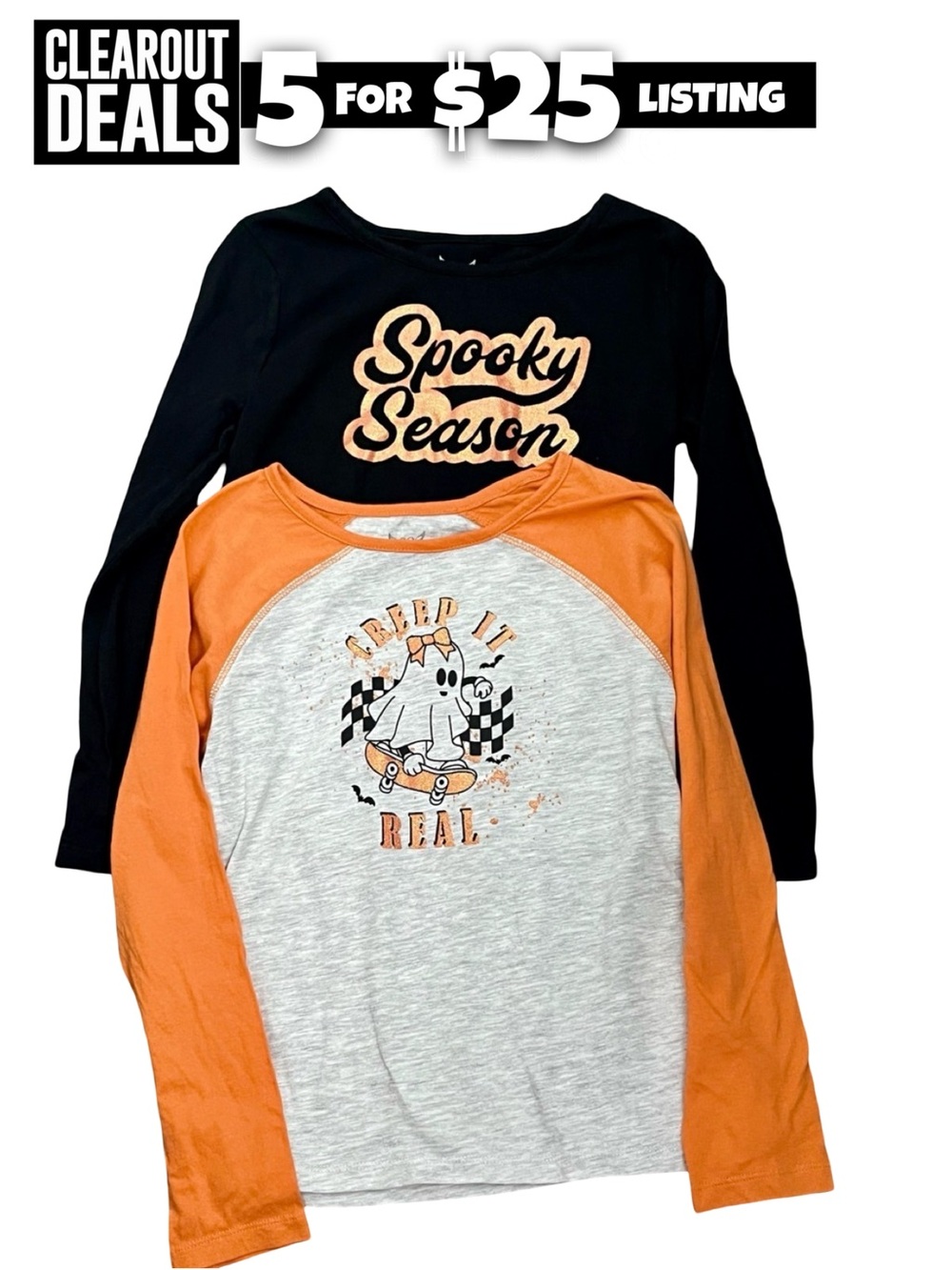 Girls Halloween Long Sleeve Shirts Size 12  Set of 2